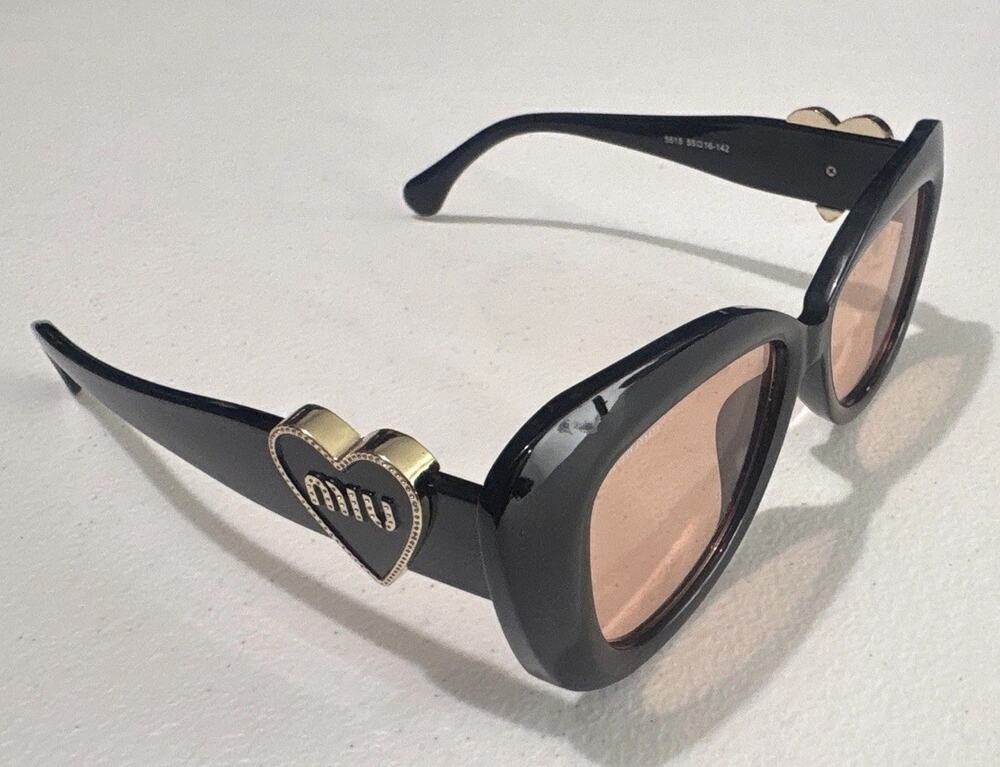 Miu Miu Cat Eye Sunglasses Black Frame Pink Tinted Lenses 5515 55□16 142